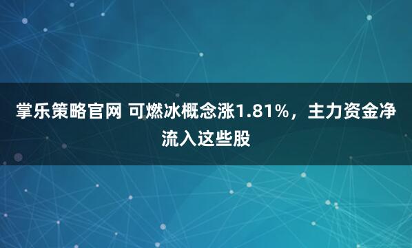 掌乐策略官网 可燃冰概念涨1.81%,主力资金净流入这些股